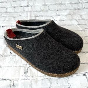 HAFLINGER Charcoal Gray Grizzly Wool Clogs Sz 40